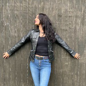Vintage Black Genuine Leather Women's Jacket